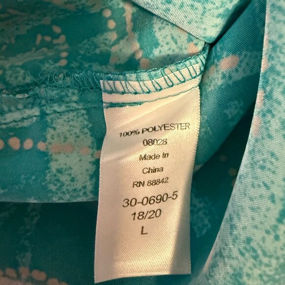 Woman Within Teal w Terracotta Swirl‎ Pattern Button Up Shirt Women's L 18/20 - Picture 5 of 6